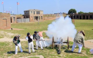 war re-enactment at Fort Morgan